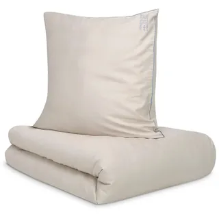 Bugatti Bettgarnitur unifarben Beige 135 x 200 cm + 80 x 80 cm