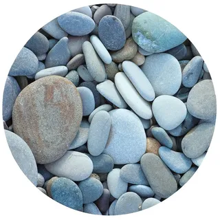 OnlyWow Badematte Zen-Steine - Natur - Strand, Höhe 10 mm, Polyester, Rund, Badezimmerteppich, Badteppich, Rutschfest, Badvorleger, Waschbar grau Rund | 70 cm x 70 cm x 10 mm