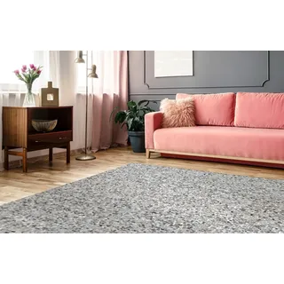 Arte Espina Finish 100 Lederteppich 200 x 290 cm Grau/ Silber