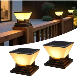 Set Mit 2 Solar-pfostenkappen – Solar-pfostenkappen Für 7x7, 8x8, 9x9, 10x10 Cm – Ip65 Wasserdicht – 10–12 Stunden Leuchtdauer – 3 Modi – Solar-gartenleuchte Für Holzpfosten Und Zäune [energieklasse E