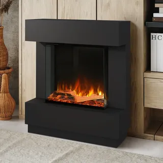 Noble Flame AURORA [Stand-Elektrokamin]: Schwarz-grau - smoky light / helles Rauchquarz