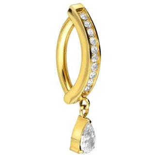 PIERCINGLINE Titan Bauchnabelclicker BOGEN + KRISTALLTROPFEN