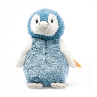 Steiff 63930 Original Plüschtier Pinguin Soft Cuddly Friends Paule, Kuscheltier ca. 22 cm, Markenplüsch Knopf im Ohr“, Schmusefreund für Babys von Geburt an, blau, weiß