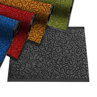 casa pura Schmutzfangmatte Brasil für den Eingangsbereich - Fußmatte mit Ornament - rutschfest & flach - Dunkelrot (90 x 150 cm)