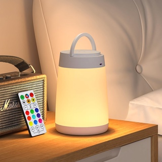 Aisutha Nachttischlampe Touch, Nachtlicht Kinder mit Timing Funktion, Tischlampe Holz USB Aufladbar mit Fernbedienung, Stufenloses Dimmen LED Lampe, Baby Stilllicht für Schlafzimmer Wohnzimmer