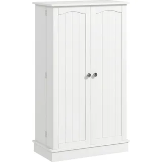 HOMCOM Küchenschrank Küchenbuffet Speisekammer Aufbewahrungsschrank modern mit Schränken, verstellbarem Regal und 12 Gewürzregalen, für Esszimmer, Wohnzimmer, 60 x 30 x 104 cm, Weiß   Aosom