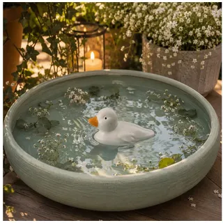 MARELIDA Tierfigur Teichdeko Ente Dekofigur schwimmend Porzellan weiß Dekoente L: 9,7cm (1 St) weiß