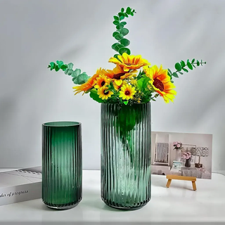 Glasvase 25 cm, Zylinder, grün, für Wohnzimmer