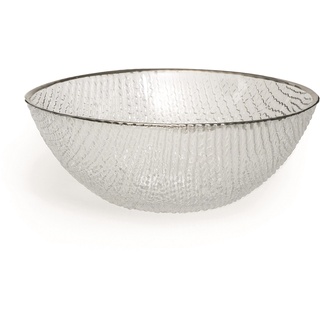 Excelsa Platinum Salatschüssel, Glas, transparent/silberfarbener Rand, 23 x 23 x 10 cm