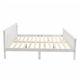 JOIVI Einzelbett Holzbett mit Kopfteil, Kinderbett aus Bettgestell (Kieferbett, Ohne Matratze Jungenbett mit Kopfteil und Fußteil), 140 x 200 cm weiß 148 cm x 208 cm