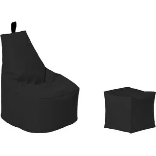 Momiralland Classic Sitzsack XL - XXL mit Hocker Sitzkissen BodenKissen Sessel In- & Outdoor geeignet Gaming Sitzsack für Erwachsene und Kinder... (Schwarz, XL - Durchmesser 65 cm)