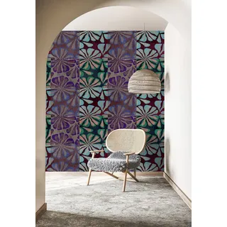 Living Walls Retro-Blumen-Tapete Bunt Lila Türkis 2 cm 10 m Vlies 1 St