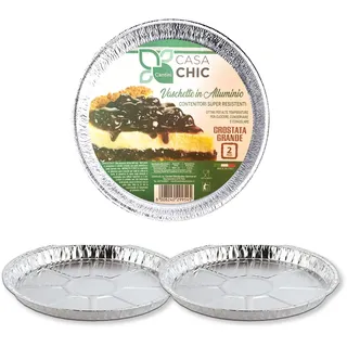 CasaChic Aluminiumbehälter für große Torten, 2 Stück – runde Einweg-Backform für Kuchen und Pizza (Ø 25 cm), Aluminium