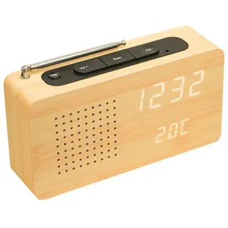 Beleuchteter Wecker, Retro-radiowecker Aus Holz Für Den Nachttisch, Hochauflösender Holzwecker Mit Großem Bildschirm Und Digitalanzeige