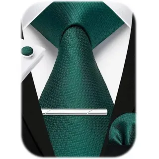 Krawatte Herren Hochzeit Einstecktuch Dunkelgrün-2