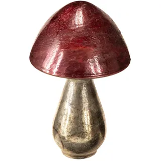 Glas-Deko-Pilz Rot Groß Herbstlich Tischdeko Vintage-Optik Herbstdekoration