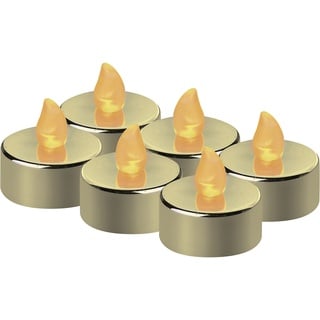 EMOS LED-Teelichter gold, 6 Stück flammenlose Kerzen mit Flacker-Effekt, Dekoration für Weihnachten, Weihnachtsbaum, Allerheiligen, IP20 Innen, Batterie, warmweiß, DCCV13