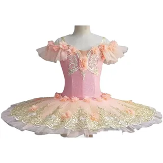 Mädchen Ballett Tutu Kleid Erwachsene Kinder Blume Mädchen Professionelle Ballett Tutu Kleid Frauen Prinzessin Platter Pfannkuchen Schwanensee Ballerina Bühne Tanz Kostüm(Pink Ballet Dress,Height 125-