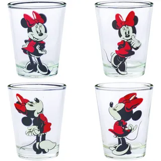Silver Buffalo Disney Minnie Mouse Poses Mini-Gläser, 42,5 ml, 4 Stück