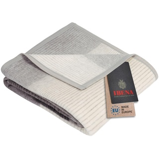 Ibena Granada Decke 150x200 cm – Kuscheldecke grau dunkelgrau, pflegeleichte und kuschelweiche Baumwollmischdecke mit tollem Karomuster