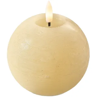LED Kugelkerze D10cm Wax frosted creme