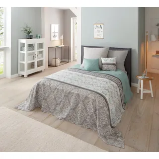 OTTO home Tagesdecke Cremona leichte Tagesdecke, Wohndecke, für Kinder und Erwachsene, leichter Bettüberwurf ohne Füllung, auch als Tischdecke verwendbar grau|grün 140 cm x 210 cm