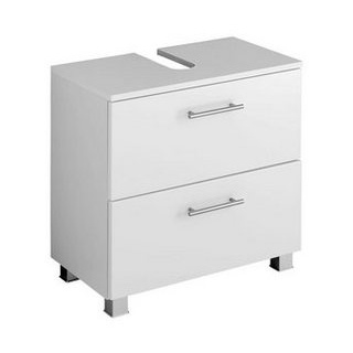 möbelando Waschbeckenunterschrank Porta Moderner Unterbeckenschrank, Korpus aus Spanplatte melaminharzbeschichtet in Weiß, Front aus MDF in hochglanz weiß mit 1 Klappe und 1 Auszug mit Faltzarge. Breite 60 cm, Höhe 59 cm, Tiefe 35 cm. weiß
