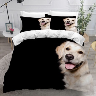 AOYNP Bettwäsche 135x200 Golden Retriever Bettbezug Set 3 teilig Weich Microfaser Bettwaren Süß Tier Hund Bettwäsche-Set für Kinder Teenager ReißVerschluss Bettbezug Mit 2 Kissenbezug 80x80cm