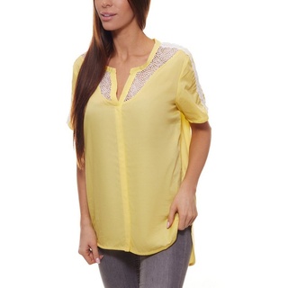 Mavi Klassische Bluse Mavi Spitzen-Bluse elegante Damen Sommer-Bluse mit Spitze an Ausschnitt und Schulterbereich Freizeit-Bluse Gelb gelb XS