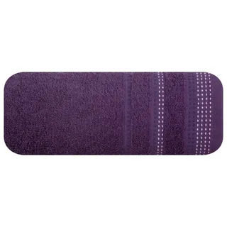Eurofirany Handtuch POLA, Frottee Handtücher Gästetücher Badetücher Bordüre Bestickt Vorsticht lila 70 cm x 140 cm