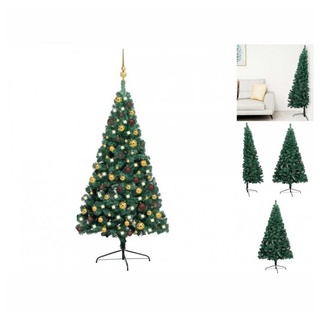 vidaXL Künstlicher Weihnachtsbaum Künstlicher Halber Weihnachtsbaum mit LEDs Schmuck Grün 120 cm grün