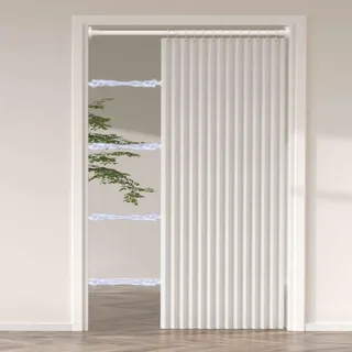 YWQJL Falttürvorhang,Mit Teleskopstange,Magnetischer Türvorhang mit Verdunkelung, Faltbarer Raumteiler für Bad/Schlafzimmer/Wohnzimmer, Akkordeon-Design(03,W100*H200cm)