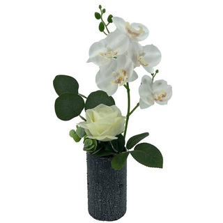 Kunstblume Kunstblume weiße Orchidee in Vase Leilani Orchidee, NTK-Collection, Höhe 37 cm, Kunstpflanze Dekoration Orchidee weiß
