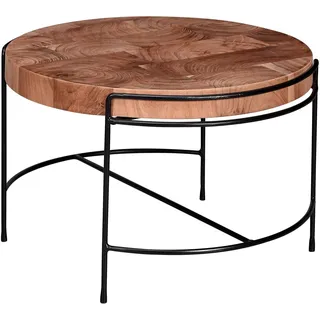 FineBuy Couchtisch rund Braun Akazie 62 x 40 cm