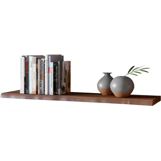 SAM Wandregal SUVA 120 cm, Akazie nussbaum lackiert, Baumkante, Regal | Akazienholz nussbaumfarben & massiv, Holzregal