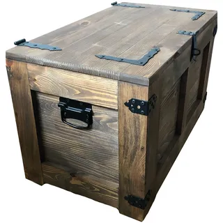 weeco Holztruhe Schatztruhe Aufbewahrungsbox mit vier Räder. 24kg, 80x45cm Holzkiste Truhe Couchtisch Beistelltisch Vintage Shabby chic klappbarem Deckel und Stauraum. Holzmobel kiste