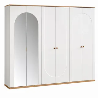 Skandinavischer Kleiderschrank mit Spiegel und eleganten Runddetails