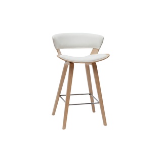 Design-Barhocker höhenverstellbar weiß und helles Holz H65 cm SYRAH