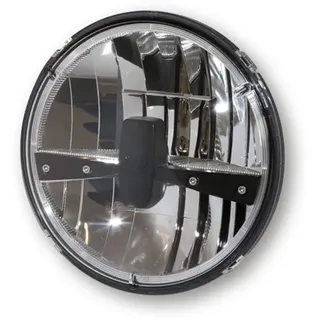 Highsider LED Hauptscheinwerfereinsatz TYP 3, rund mit verchromtem Reflektor und schwarzer Blende, 7 Zoll, Fern-, Abblen, Schwarz