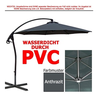 habeig Ampelschirm WASSERDICHT Ampelschirm 3m Marktschirm PVC Schirm 300cm Sonnenschirm, 100% Wasserdicht grau