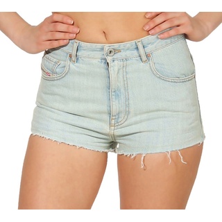 Diesel Jeanshotpants Diesel Damen Hotpants DE-LIBER 0NASR Hotpants, Fransensaum, unifarben blau