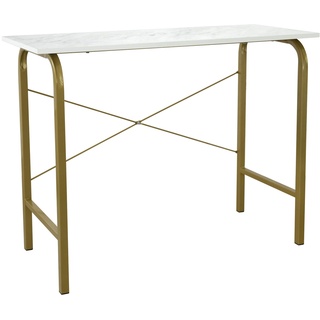 Teamson Home 40′′ Bella Moderner Computertisch aus Holz für das Heimbüro, Arbeitszimmer, Schreibtisch oder Beistelltisch mit Weißer Marmorplatte und Messingrahmen