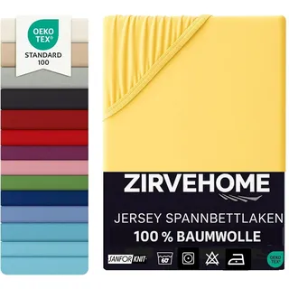 ZIRVEHOME Spannbettlaken 70x140 cm Babybett Gelb – Jersey Bettlaken aus 100% Baumwolle – Kinderbett Spannbetttuch 70x140cm für Baby matratzen bis 15 cm Höhe – hautfreundlich & atmungsaktiv