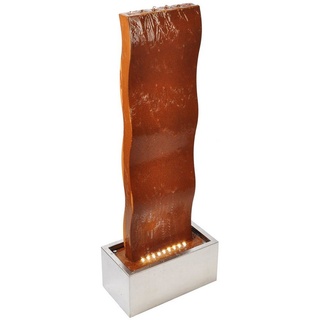 Köhko Köhko® Gartenbrunnen mit LED-Beleuchtung aus Cortenstahl Höhe 90 cm Edelstahlbecken Höhe 30 cm Springbrunnen Wasserspiel Wasserwand Zimmerbrunnen Ecuador 32003