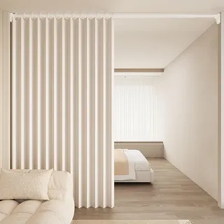 DSSHENGDS Anpassbar Badezimmer aus wasserdicht beschwerer duschvorhang,faltbar Vorhang dusche,für Badewanne Bad Schlafzimmer-Beige- 100x220cm