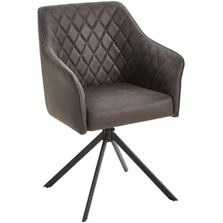 Livetastic Armlehnstuhl, Grau, Holz, Metall, Textil, Pappel, Sperrholz, Füllung: Schaumstoff, eckig, 60x91x56 cm, Sitzfläche 360° drehbar, Esszimmer, Stühle, Esszimmerstühle, Armlehnenstühle