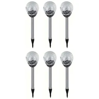 EAXUS Solarleuchte Edelstahl 6er Set  mit Crackle-Licht weiß