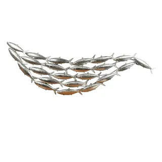 KSTORE Fischschwarm Metallskulptur Wanddekoration, 3D Wandskulptur Wanddeko Aus Metall Hängende Dekoration, Für Wohnzimmer, Schlafzimmer, Arbeitszimmer, Garten, Hof,127 * 35 * 5cm