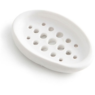 Gemini_mall Seifenschale aus Kunststoff, mit Ablauf, für Küche, Badezimmer, Dusche (weiß)