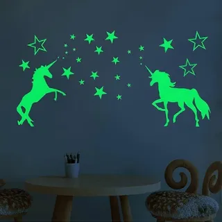 Leuchtende Einhorn-wanddeko Mit Sternenmuster, Fluoreszierende Pferdeaufkleber Fürs Schlafzimmer, Ideal Für Geburtstage, Hinterleuchtete Wandtattoos